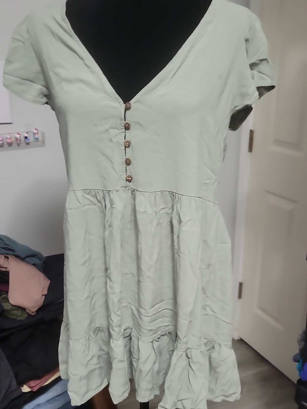 Forever 21 Large Green V-neck Mini Dress